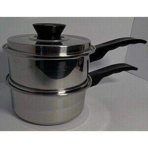 Vintage Vollrath 3 Piece Stainless Steel 2 Qt Steamer Set- USA Made - 18-8 3 Ply